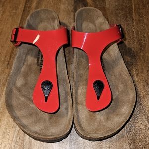 Birkenstock Gizeh Birko-Flor Patent Cherry